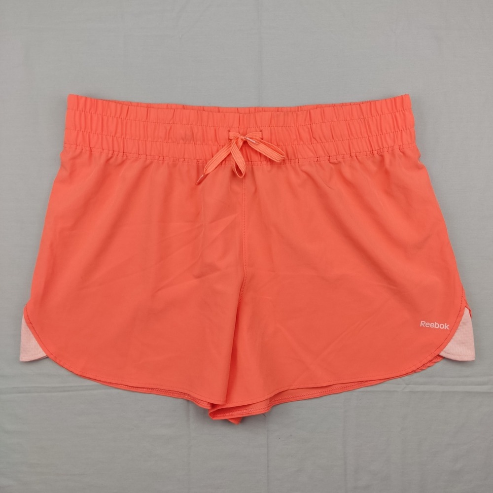 Reebok‎ Shorts Womens XXL Orange 3RLWH516 Athletic Running Drawstring Mesh Trim